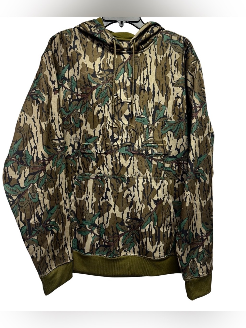 Men's Camouflage Hoodie - Olive Green Leaf Print